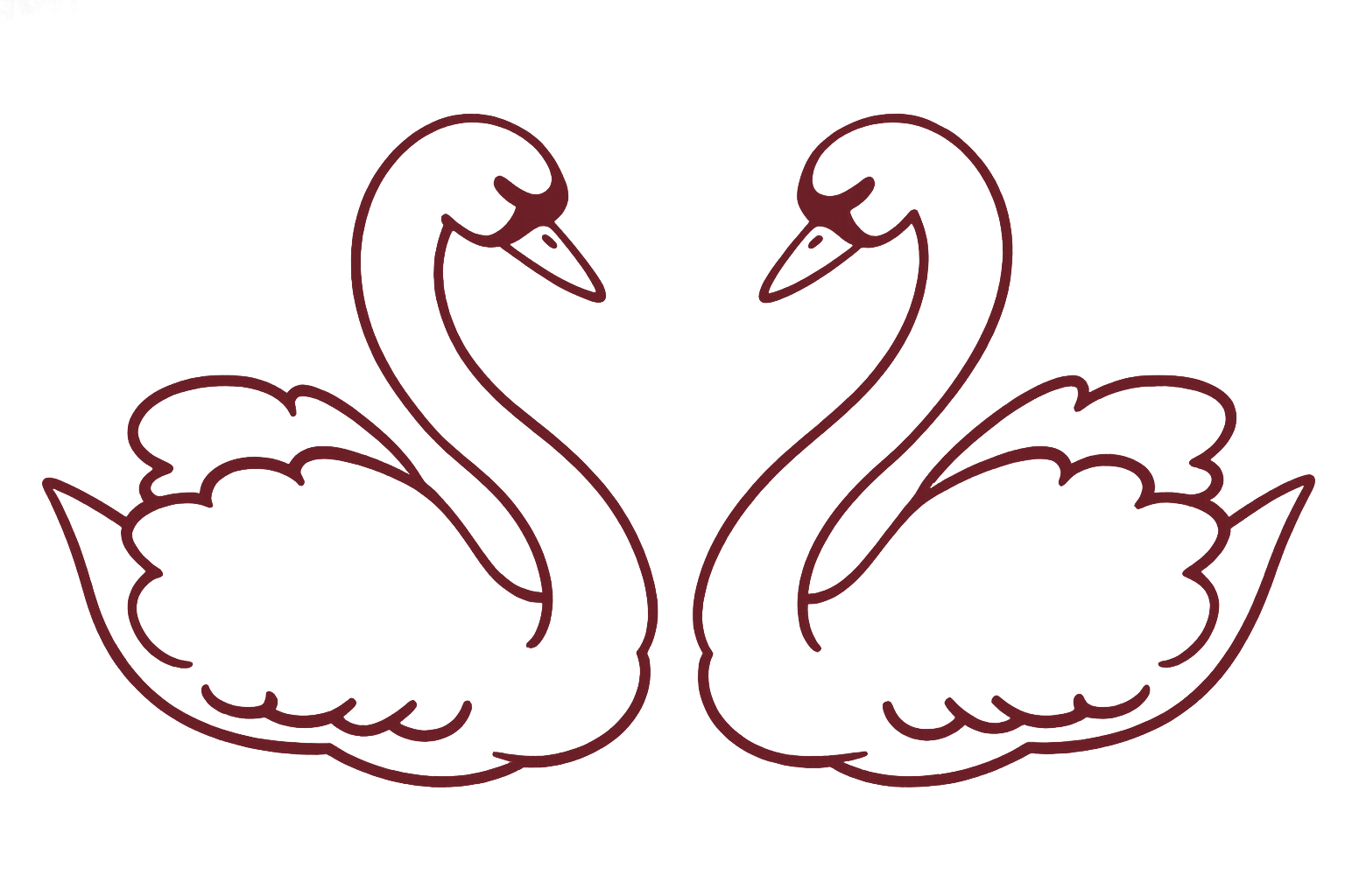 Two swans facing each other